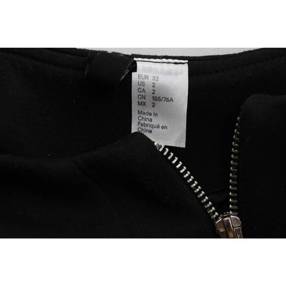 H&M‎ black full zip peplum sweater womens 2 preppy career office business work - Picture 2 of 5